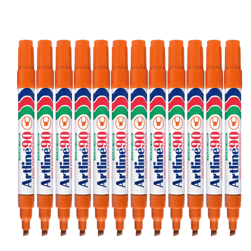 Artline 90 Permanent Marker 5mm Chisel Nib ORANGE 109005 - 12 Pack