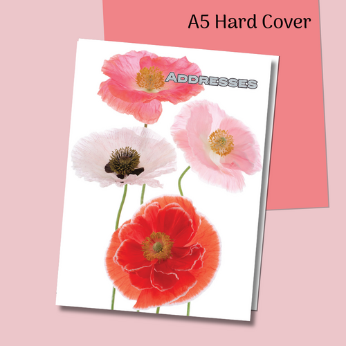 Address Book A5 Spiral Hard Cover - Poppies Design