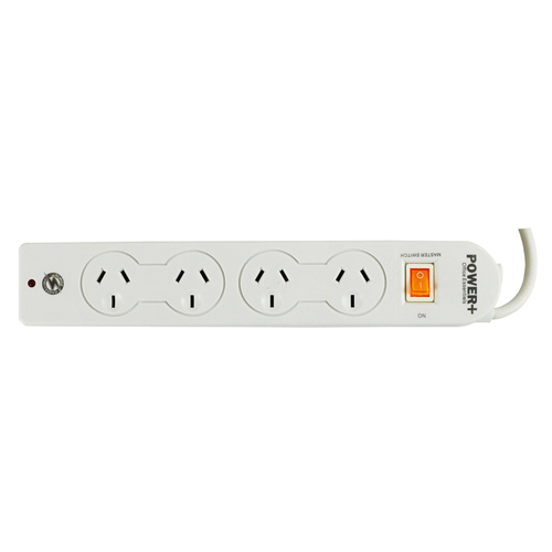 Italplast 4 Outlet Powerboard Overload Protection With Master Switch