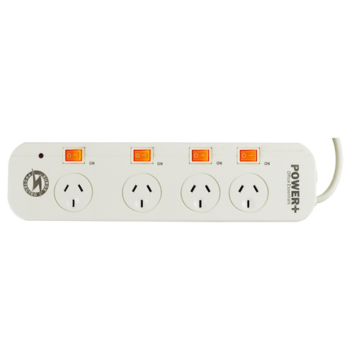 Italplast 4 Outlet Powerboard Overload Protection With Individual Switch