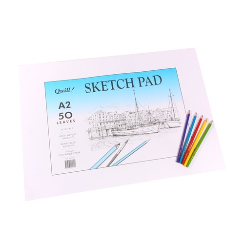 Quill Sketch Art Pad A2 110gsm Cartridge Paper  50 Leaf Acid Free 
