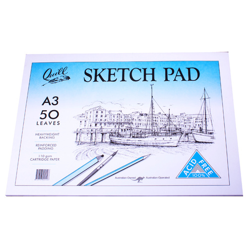 Quill Sketch Art Pad A3 110gsm Cartridge Paper 50 Leaf Acid Free