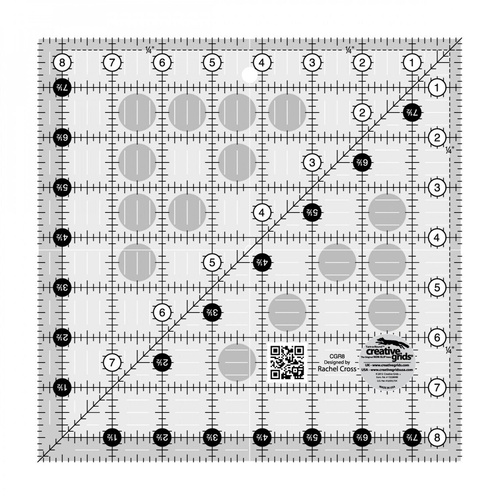 Creative Grids Quilt Ruler 8.5 x 8.5 Inch Square Non Slip Quilt Ruler Sewing Quilting Crafts - CG R8
