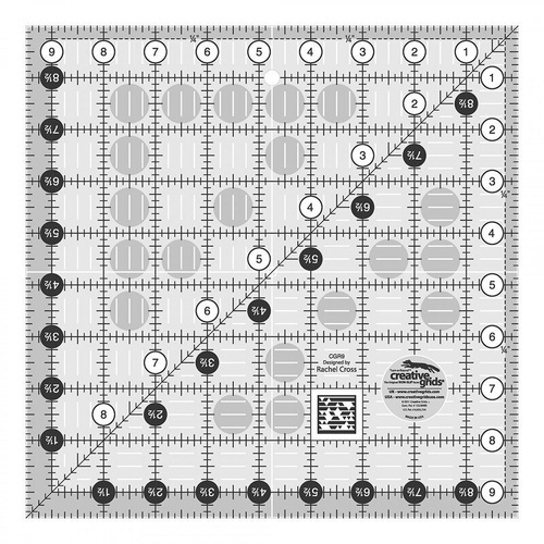 Creative Grids Quilt Ruler 9.5 x 9.5 Inch Square Non Slip Quilt Ruler Sewing Quilting Crafts - CG R9