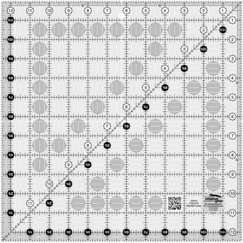 Creative Grids Quilt Ruler 12.5 x 12.5 Inch Square Non-Slip Quilt Ruler Sewing Quilting Crafts - CG R12