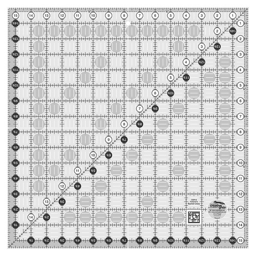 Creative Grids Quilt Ruler 15.5 x 15.5 Inch Square Non Slip Quilt Ruler Sewing Quilting Crafts - CG R15