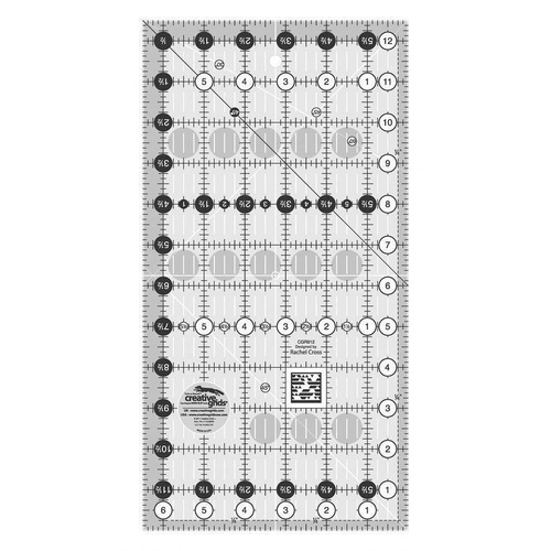 Creative Grids Quilt Ruler 6.5 x 12.5 Inch Rectangle Non Slip Quilt Ruler Sewing Quilting Crafts CG R612 - CG R612