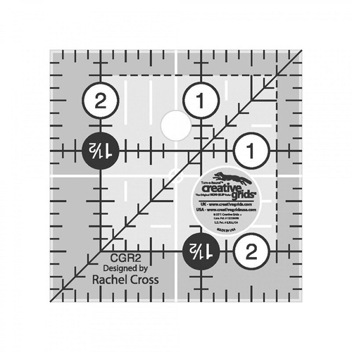 Creative Grids Quilt Ruler 2.5 x 2.5 Inch Square Non Slip Quilt Ruler Sewing Quilting Crafts CGR2 - CG R2
