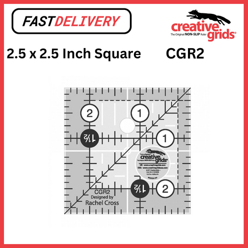 Creative Grids Quilt Ruler 2.5 x 2.5 Inch Square Non Slip Quilt Ruler Sewing Quilting Crafts CGR2 - CG R2