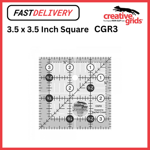Creative Grids Quilt Ruler 3.5 x 3.5 Inch Square Non Slip Quilt Ruler Sewing Quilting Crafts CGR3 - CG R3