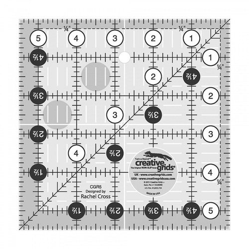 Creative Grids Quilt Ruler 5.5 x 5.5 Inch Square Non Slip Quilt Ruler Sewing Quilting Crafts CGR5- CG R5