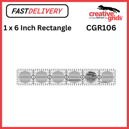 Creative Grids Quilt Ruler 1x 6 Inch Rectangle Non Slip Quilt Ruler Sewing Quilting Crafts CGR106 - CG R106