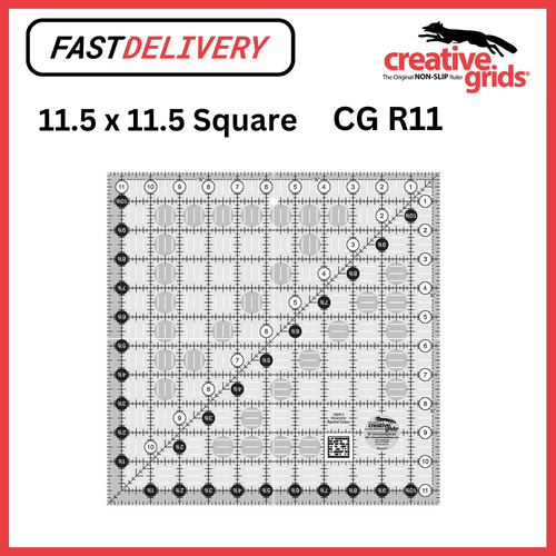 Creative Grids Quilt Ruler 11.5 x 11.5 Inch Square Non Slip Quilt Ruler Sewing Quilting Crafts - CG R11