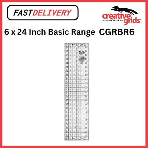 Creative Grids Basic Range Ruler 6 x 24 Inch Non Slip Quilt Ruler Sewing Quilting Crafts CGRBR6 - CG RBR6