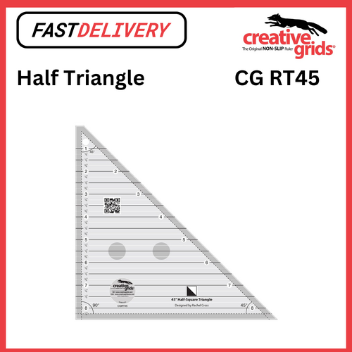 Creative Grids 8 Inch 45 Degree Half Triangle Ruler Non Slip Quilt Ruler Sewing Quilting Crafts - CG RT45
