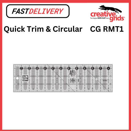 Creative Grids Quick Trim & Circular Ruler 3.5 x 12.5 Inch Non Slip Quilt Ruler Sewing Quilting Crafts - CG RMT1
