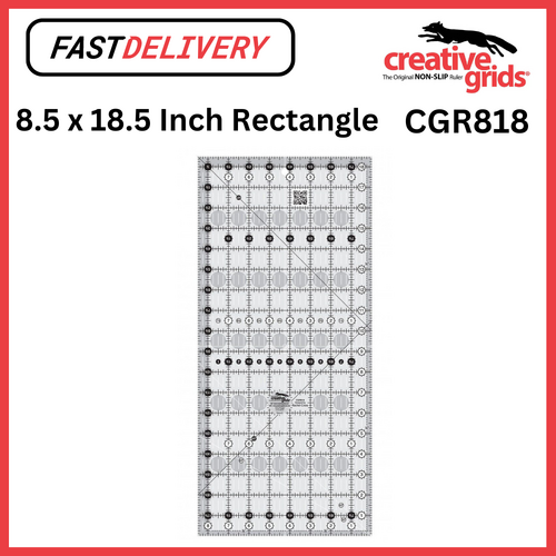 Creative Grids Quilt Ruler 8.5 x 18.5 Inch Inch Non Slip Quilt Ruler Sewing Quilting Crafts CGR818 - CG R818