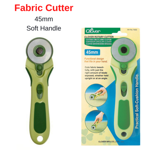 CLOVER 7500 Rotary Cutter Tool 45mm Left or Right Handed Soft Handle Crafts Sewing DIY