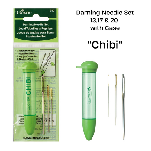 Clover "Chibi" Darning Needle Set, 3 Needles 13, 17, & 20, With Holder - CVK339