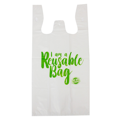 Capri Plastic Bags Singlet Grocery Shopping, Reusable White - 100 Medium Bags