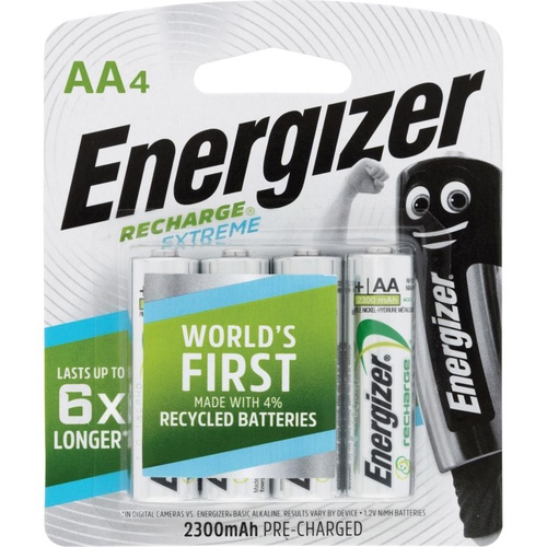 Energizer AA Recharge Extreme 1.2V NiMH Battery Batteries NH15BP4T - 4 Pack