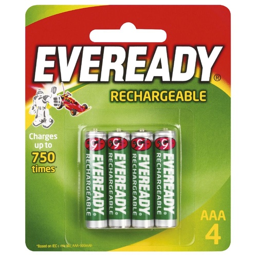 Eveready AAA Rechargaeable Battery Batteries RE12BP4T - 4 Pack