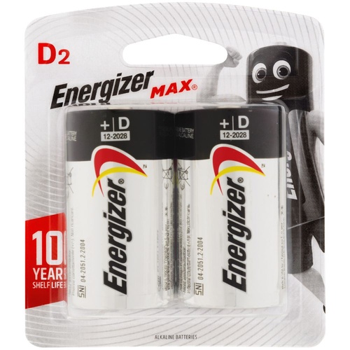 Energizer MAX D Battery Batteries E95 E95BP2T - 2 Pack