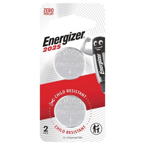 Energizer 2025 Lithium Coin Button Battery Batteries - 2 Pack