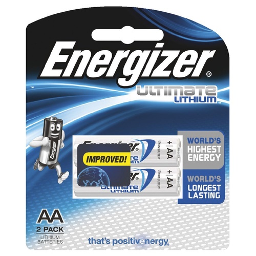 Energizer AA Ultimate Lithium 1.5V Lithium Battery Batteries L91BP2T - 2 Pack