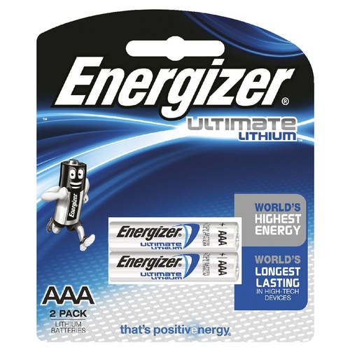 Energizer L92 AAA Ultimate Lithium 1.5V Lithium Battery Batteries L92BP2T - 2 Pack