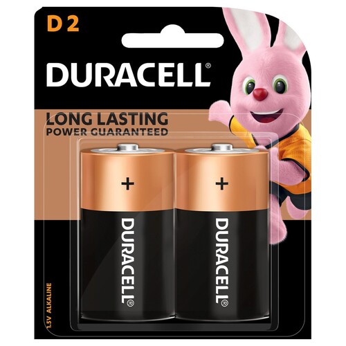 Duracell D Size Batteries Coppertop Alkaline Battery - 2 Pack