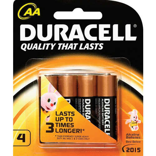 Duracell AA Size Batteries Alkaline All-Purpose Battery  - 4 Pack