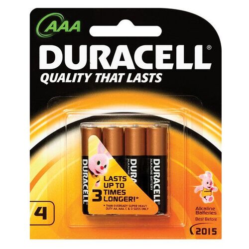 Duracell Alkaline AAA Battery Batteries 4 Pack