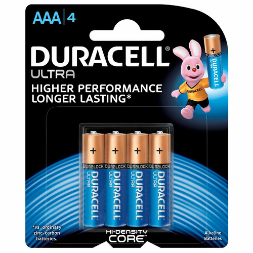 Duracell AAA Size Batteries Ultra Alkaline Higher Performance + Longer Lasting Battery - 4 Pack