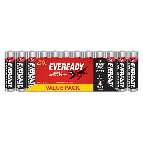 Eveready AA Super Heavy Duty Battery Pack Black 20 Pack - E301019800