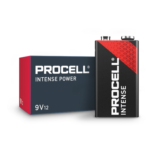 Procell 9V Intense Alkaline Batteries Industrial - 12 Pack