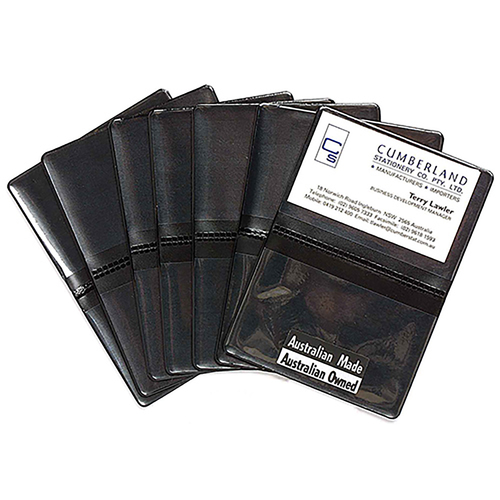 Cumberland Business Card Holder PVC 2 Clear Pockets 723BK - 10 Pack