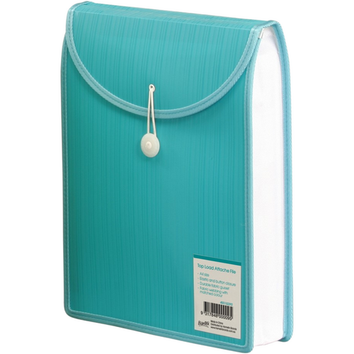 Bantex Top Load A4 Document File Folder With Elastic Closure 400132292 - Aqua