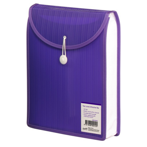 Bantex Top Load A4 Document File Folder With Elastic Closure 400132294 - Purple