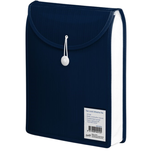 Bantex Top Load A4 Document File Folder With Elastic Closure 400159857 - Navy