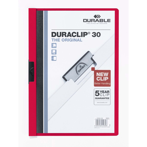 Duraclip A4 Clip File Document File 30 Sheet 220003 - Red