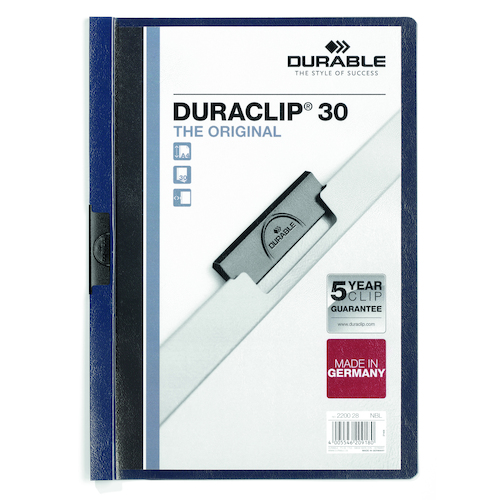 Duraclip A4 Clip File Document File 30 Sheet 220028 - Midnight Blue