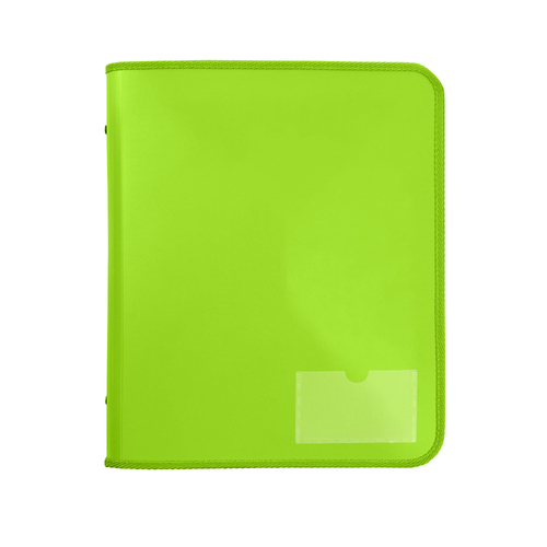 Marbig A4 Zipper Binder 2D-Ring With 25mm Spine PP With Tech Case - LIME