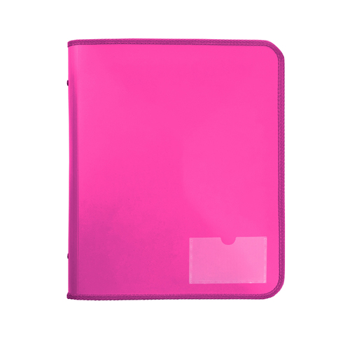Marbig A4 Zipper Binder 2D-Ring With 25mm Spine PP With Tech Case - PINK