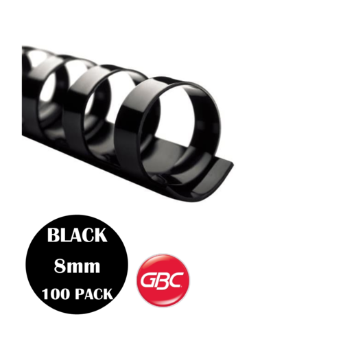 GBC Binding Combs 8mm 21 Loop 100 Pack BLACK - BEP8BK100