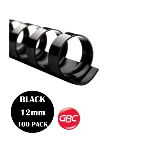 GBC Binding Combs 12mm 21 Loop 100 Pack BLACK  - BEP12BK100