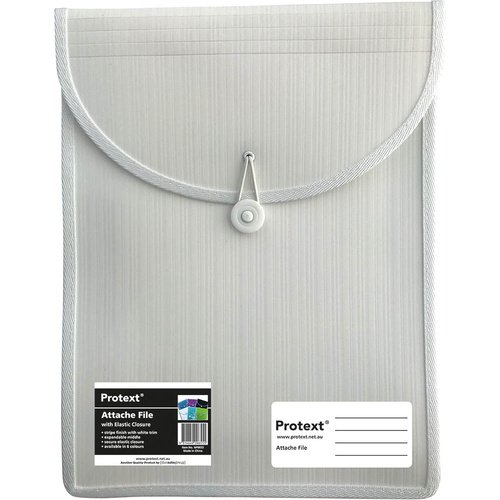 Attache A4 Document File Folder Top Load With Elastic Closure - White