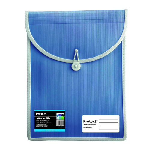 Top Load Attache A4 Document File Folder With Elastic Closure - Blue