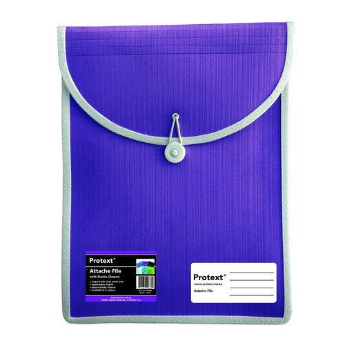 Top Load Attache A4 Document File Folder With Elastic Closure - Purple