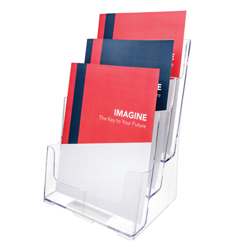 Deflecto A4 3 Pocket 3 Tier Brochure Holder 77301 - Clear